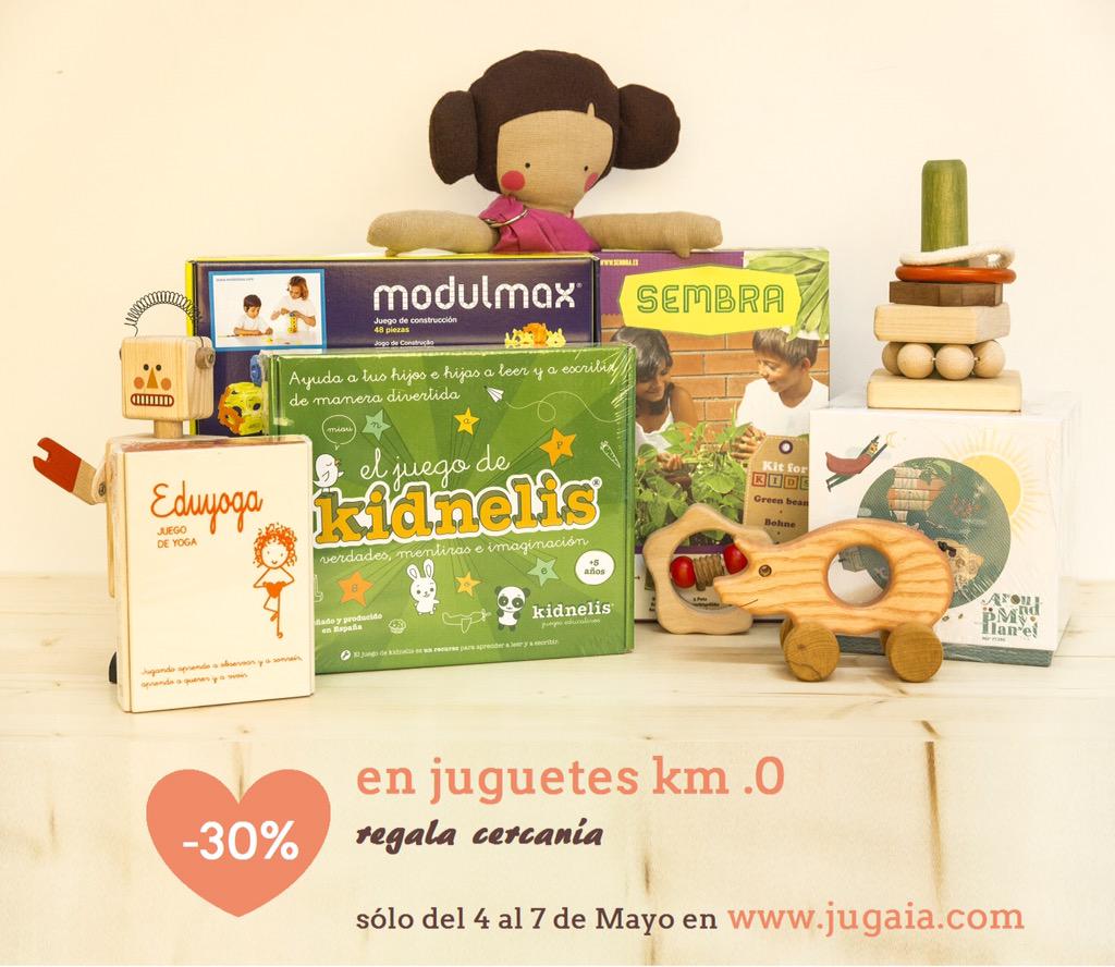 Hoy <a href="/jugaiashop/">Jugaia</a> todos los #juguetes #km0 con un #descuento del -30%dto, no os lo perdáis! #regalosniños #descuentos