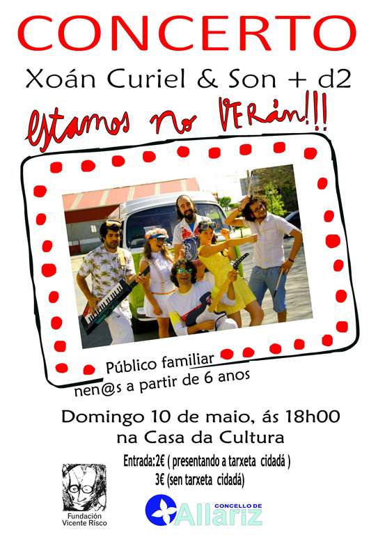 Domingo 10 de maio ás 18:00 horas na Casa da Cultura de Allariz, concerto de Xoán Curiel.