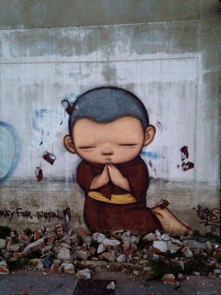 'Pray for Nepal' #StreetArt by Alex Face. #nepal #earthquake