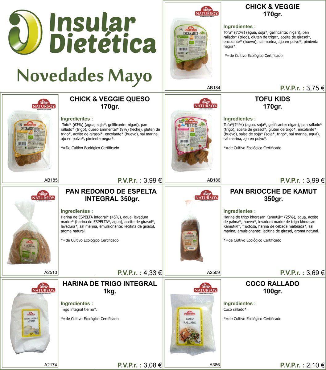 InsularD's tweet photo. NOVEDADES de Mayo de Insular Dietética s.l. http://t.co/mIGrjEhtEv