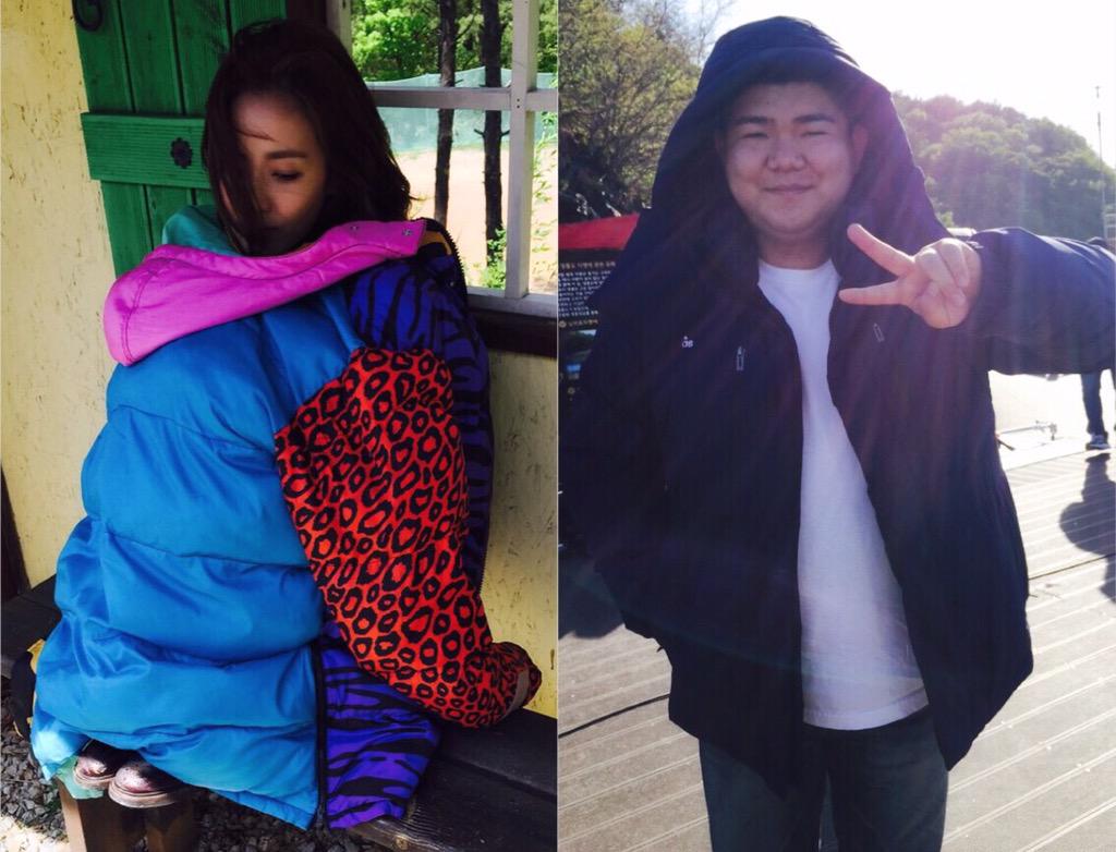 krungy21's tweet photo. 5월달에 패딩입은 두사람... 춥다... 너무 춥다... ㅠ.ㅠ http://t.co/StXSehKfEz