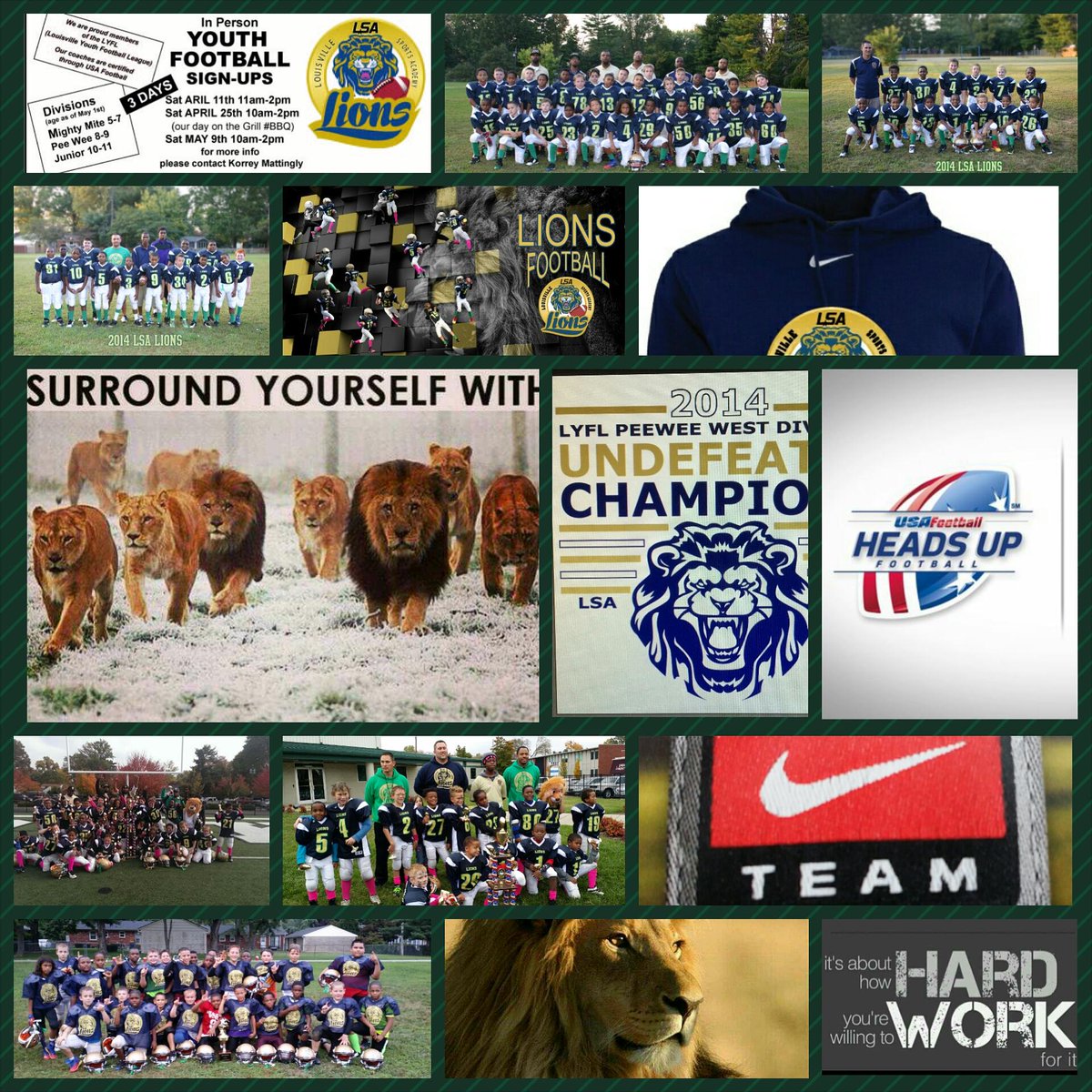 LouLionsfb's tweet photo. LSA Lions Sign-Ups Sat May 9th 10-2pm @ LSA Turf Facility 1800 Elite Dr or register online @ http://t.co/rG1upHPqd2 http://t.co/gSpCjF4vI1