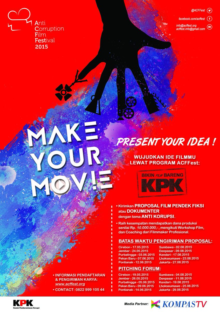 ACFFest's tweet photo. Yuk kita keluarin semangat anti korupsi barneg-bareng melalui film di #MakeYourMovie dan #MovieDay. :) @KPK_RI http://t.co/3Tc6iBYGdn