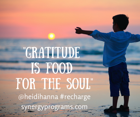 synergyprograms's tweet image. “Gratitude is food for the soul” – What are you grateful for today? #Recharge
