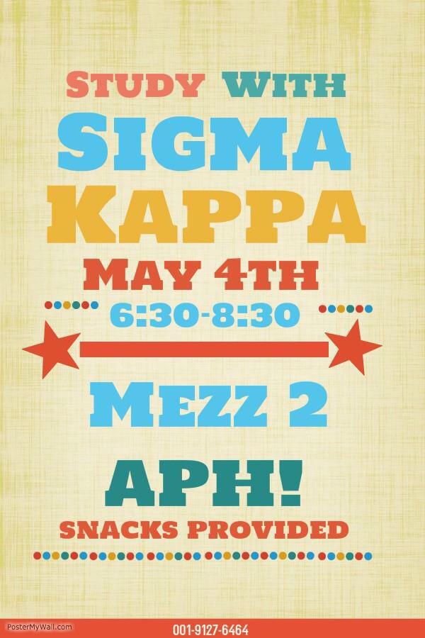 Today is the first day of finals week! Good luck to everyone and don't forget you can study with some sigmas tonight!
