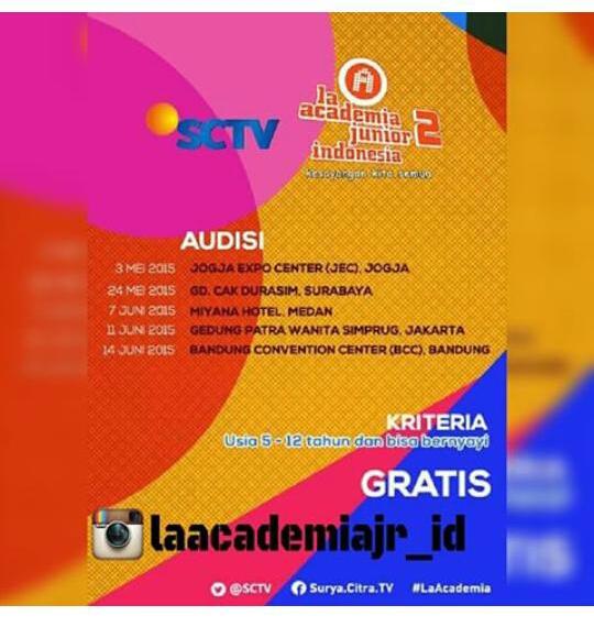 Haii ka yuk ikut La AcademiaJr 2, Gratis! KRITERIA 5 s/d 12 thn.