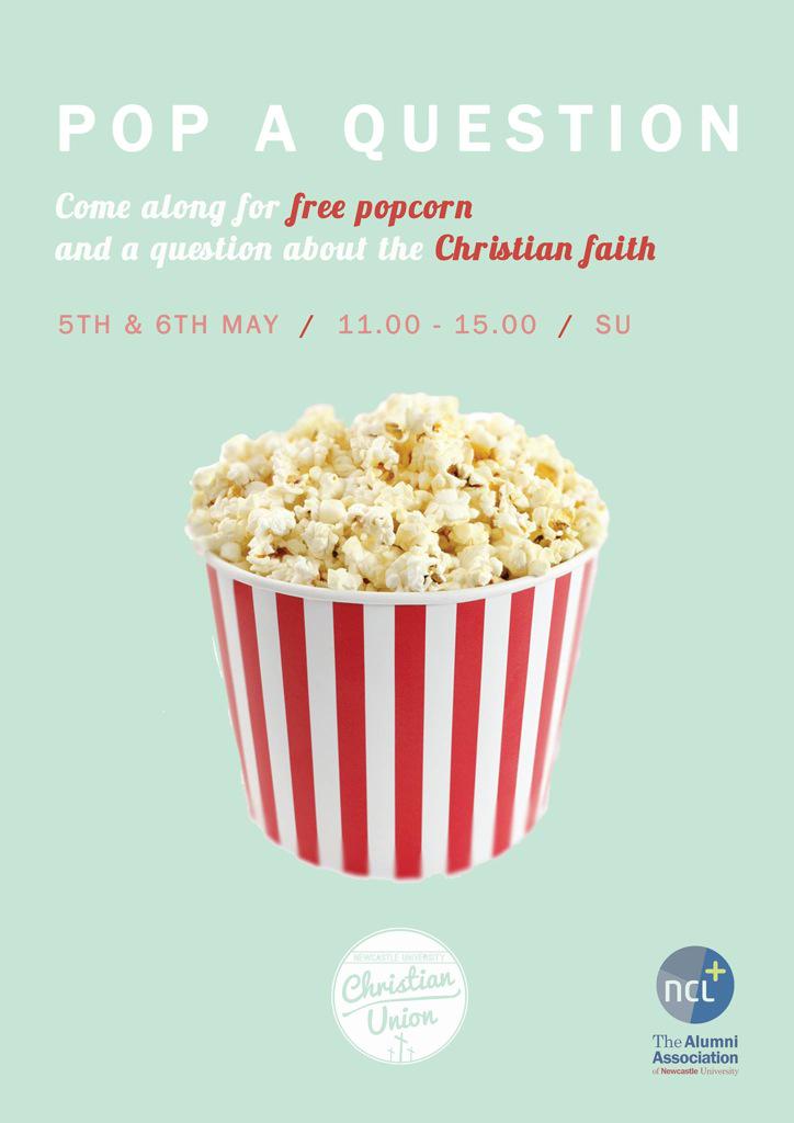 newcastlecu's tweet photo. We'll be around SU giving out FREE popcorn for students too! #revisionbreak #popaquestion http://t.co/reHLPvEdXc