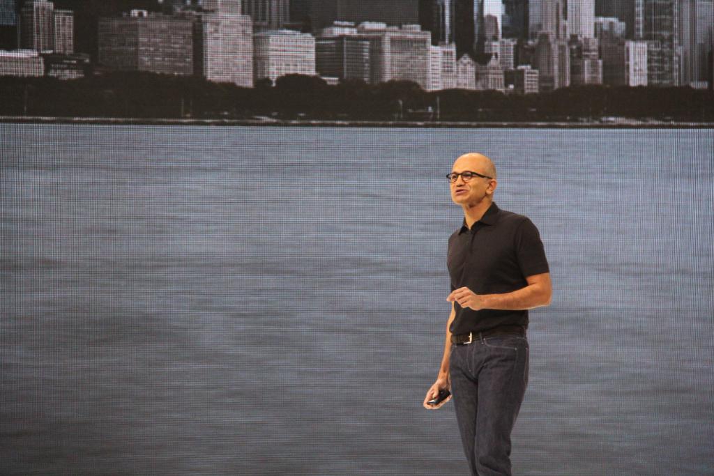 events_msft's tweet photo. "Our mission is to empower every person at every org. on the planet to achieve more." - @SatyaNadella. #MSIgnite http://t.co/qfXyI6mqq4