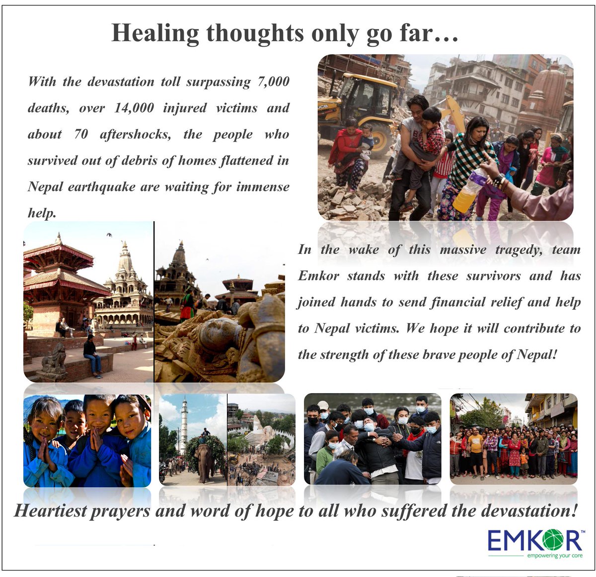 EmkorSolutions's tweet photo. Heartiest prayers and word of hope to all who suffered Nepal devastation! http://t.co/LaETc0QHN7