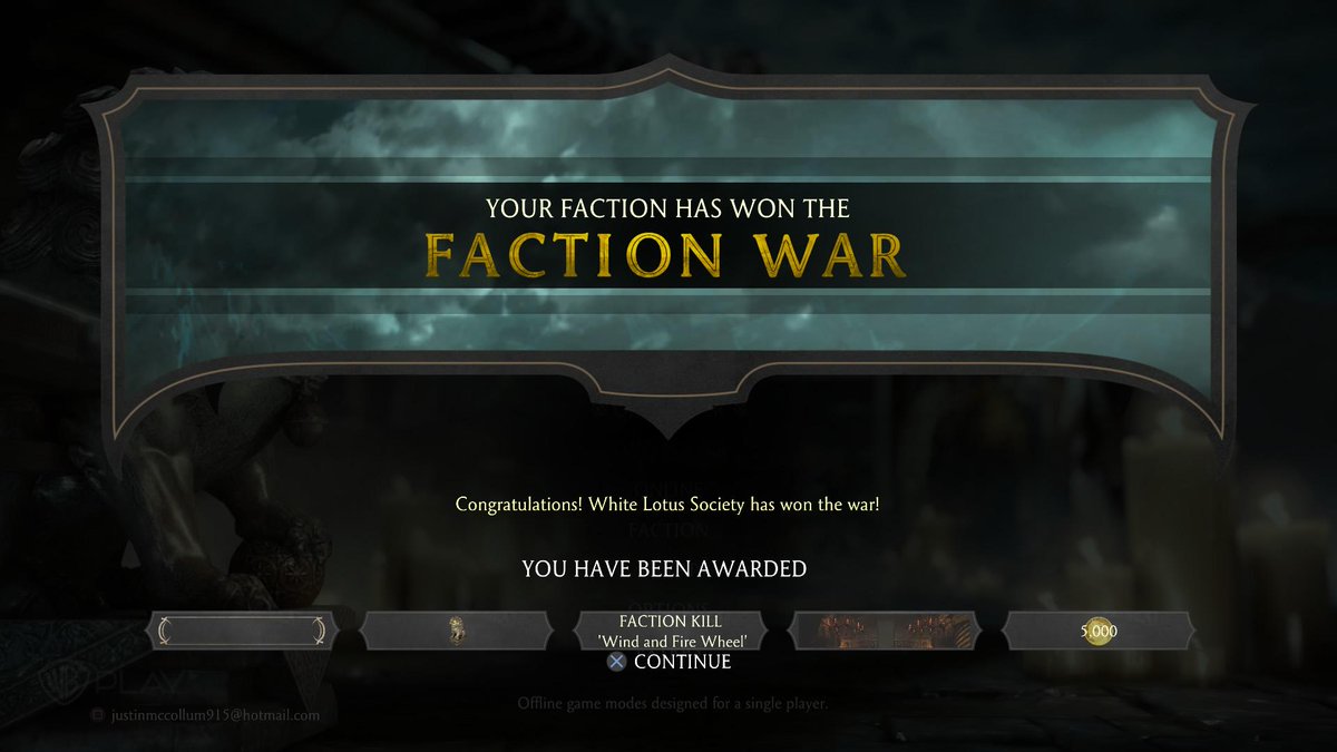 Oh snap!!! 1st faction to win 2 wars!!! It's getting real now! #PS4share #factionwar #mkx  Proud 2b White Lotus!