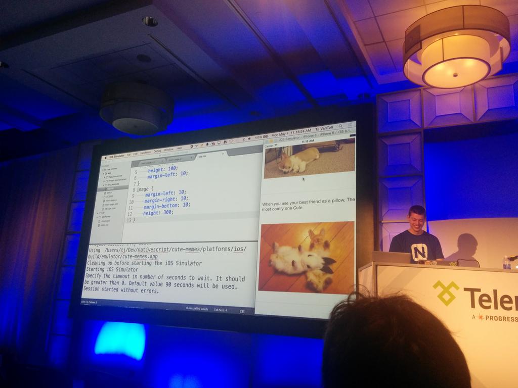 chalkit's tweet photo. Great intro to Nativescript by @tjvantoll #TelerikNEXT http://t.co/W02vygKRch