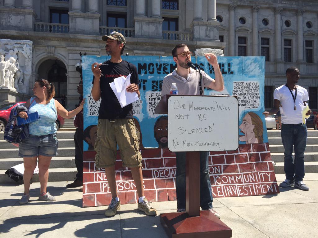 Protest against #SilencingAct and all ways prisoners are silenced is kicking off in Harrisburg now!
