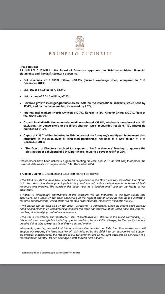 CashmereBC's tweet photo. The broad of directors approves the 2014 consolidated financial statements and the draft statutory accounts http://t.co/iY3MqAa0xc