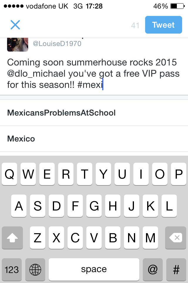 LouiseD1970's tweet photo. Hashtagged Mexico for @dlo_michael check out the top hashtag!! Haha! Your going to be busy Mike http://t.co/YtgwBVBA7K