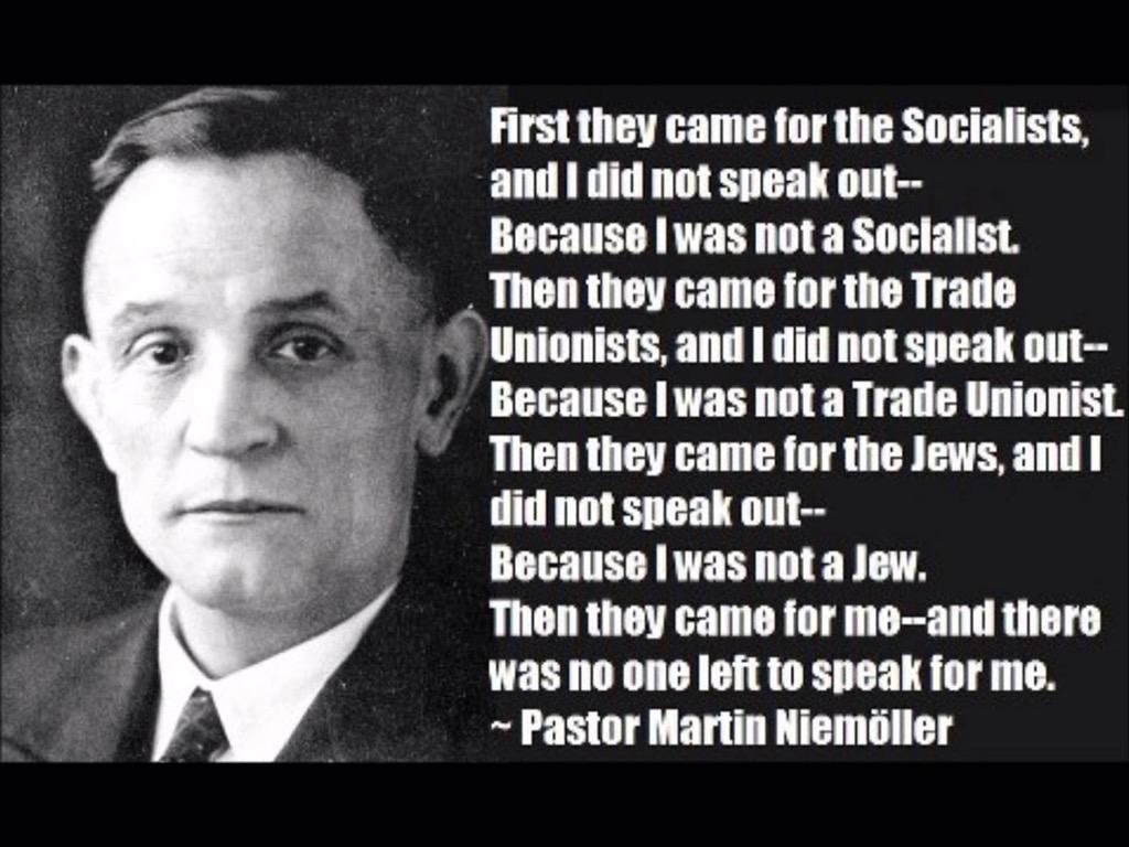 '.. en toen ze mij kwamen halen, was er niemand meer over die het voor me kon opnemen.' (Martin Niemöller) #4mei