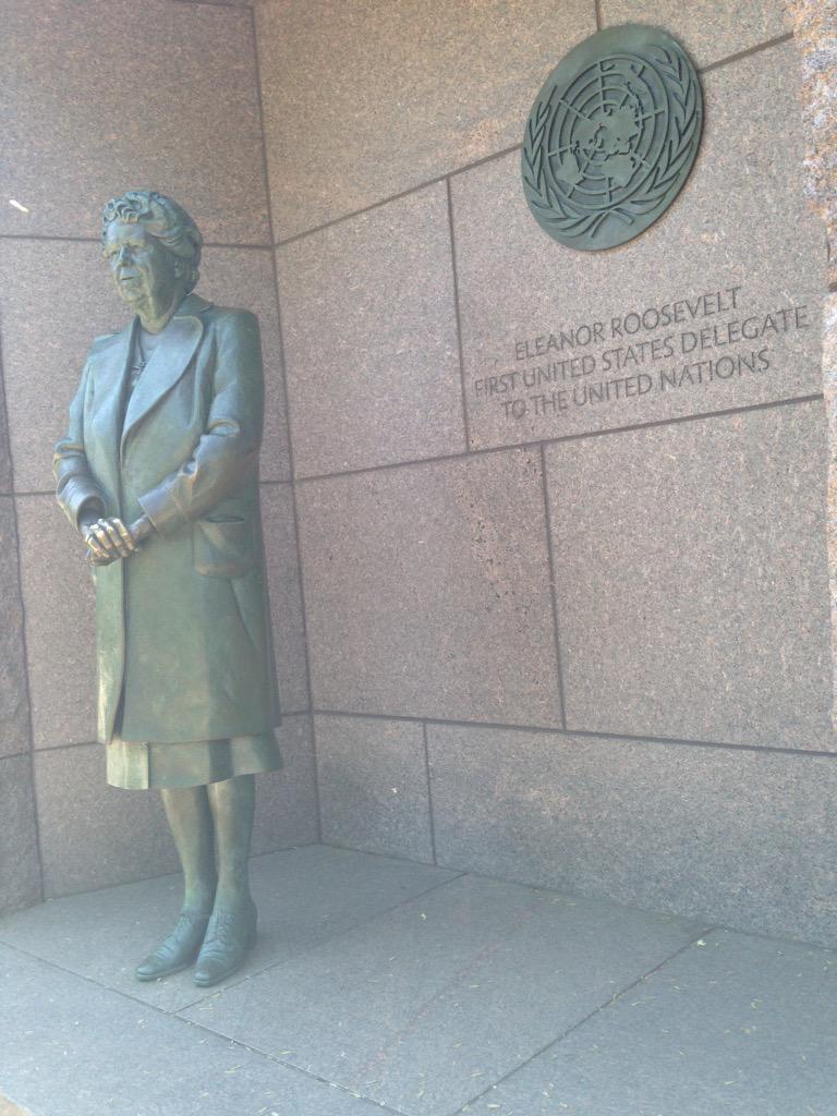 MiyaM2015's tweet photo. Eleanor Roosevelt advocated for civil and women's rights. She is honored w/ her husband @ the FDR memorial #dcskylion http://t.co/kd74a6v5ZL