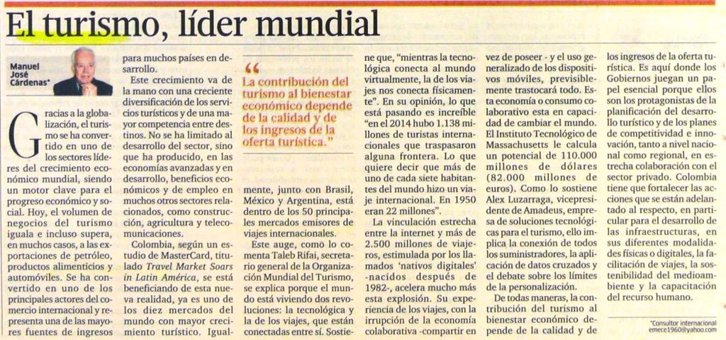 CeciAlvarezC's tweet photo. Colombia es uno de los diez mercados del mundo con mayor crecimiento en el sector Turismo. Vía @Portafolioco http://t.co/majgRXAntx