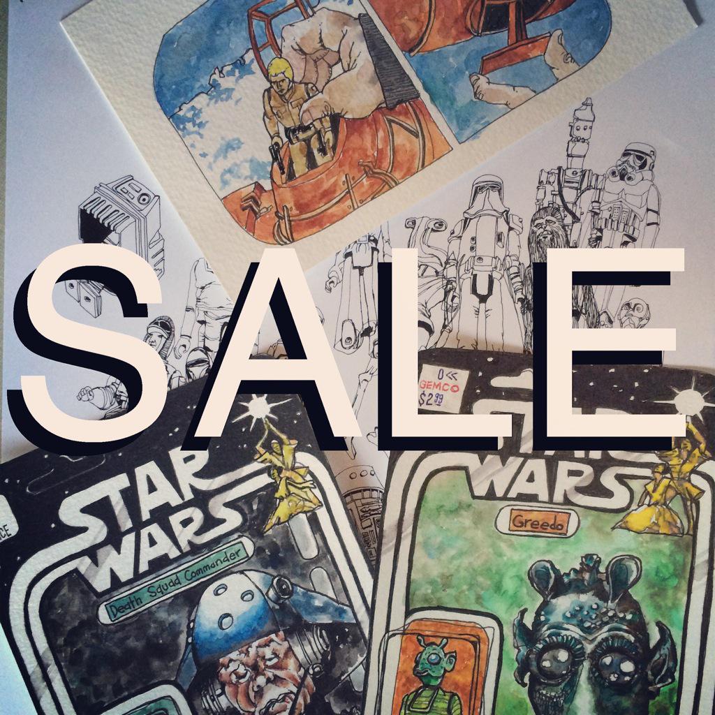 jimmydammit's tweet photo. Use promo code MAYTHE4TH to get 25% off all Star Wars action figure paintings and prints at my etsy store today only http://t.co/gJKFKnOae7