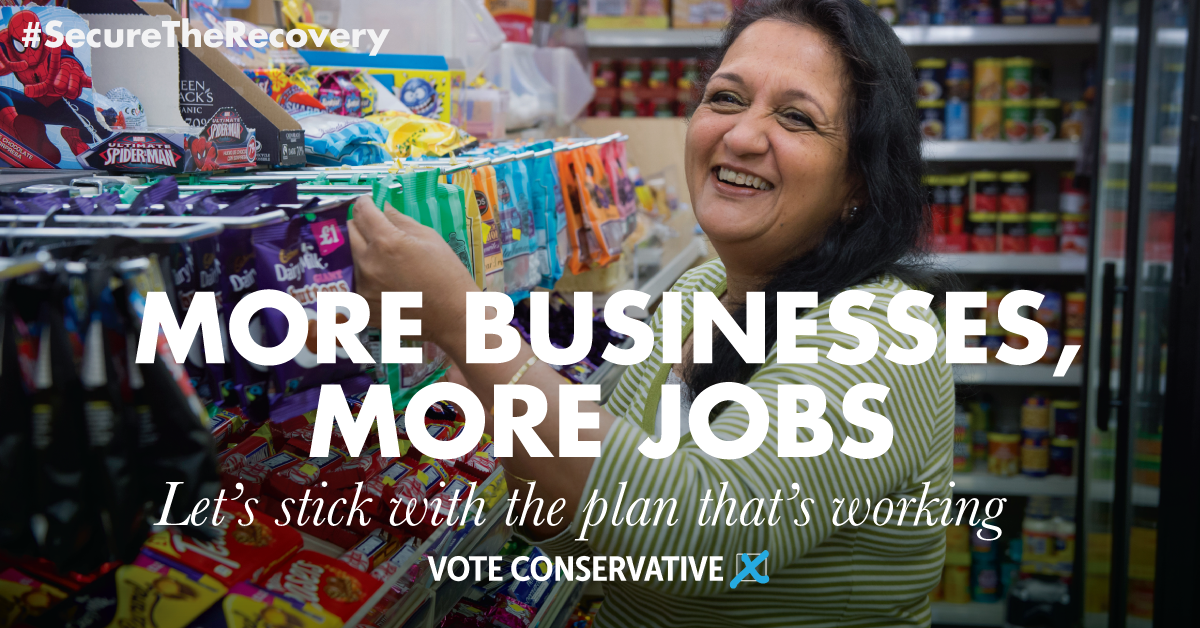 Conservatives's tweet image. RETWEET: Our plan is securing a brighter future for families across Britain. Let's keep going and #SecureTheRecovery.