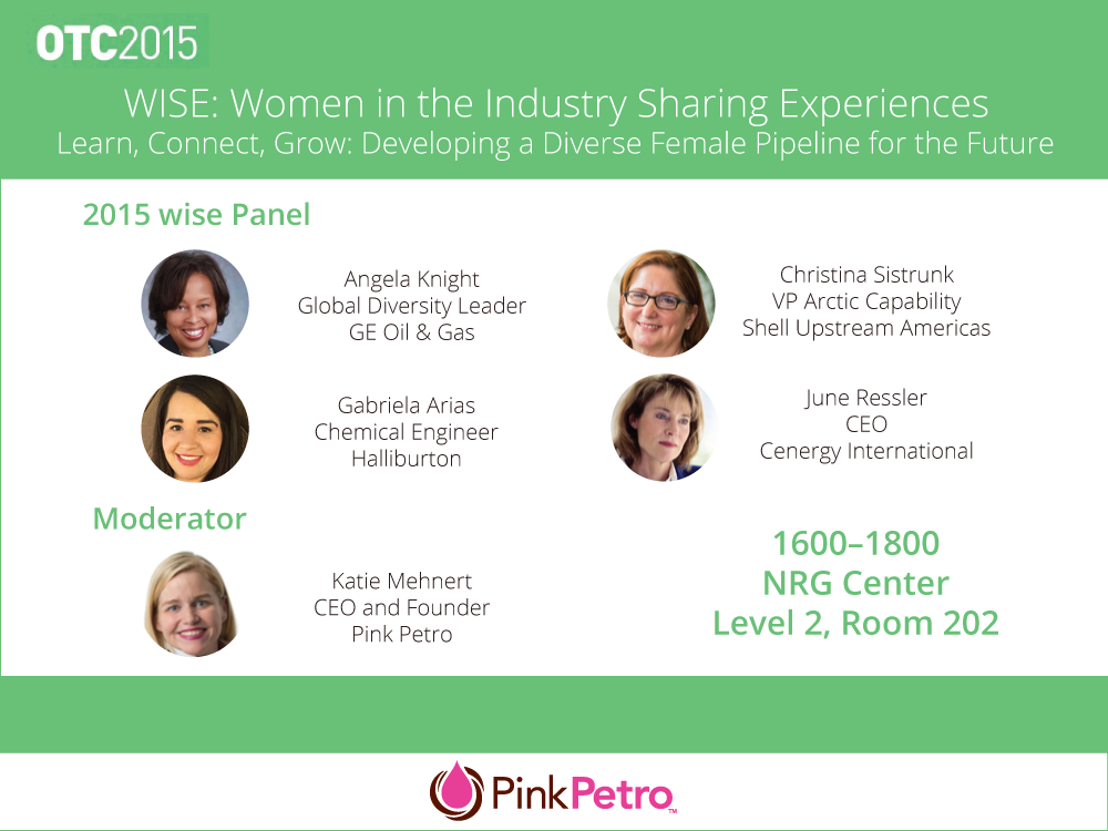 ALLYEnergyInc's tweet photo. Don't miss today's #OTCHouston WISE panel! Featuring #women from @ge_oilandgas @Shell @Halliburton &amp; @Cenergy_ #OTC http://t.co/kw9qBGqw2O