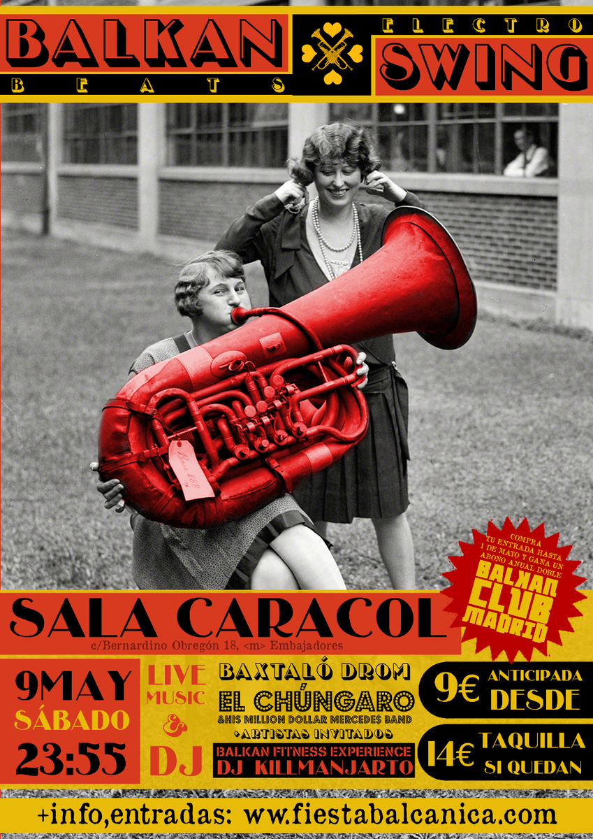 MDMB_MAD_BALKAN's tweet photo. #fiestabalcanica en Madrid. @MDMB_MAD_BALKAN a las 23:55 el sábado 9 de mayo en la @salacaracol
#balkans #Conciertos http://t.co/BjvJJkZf88