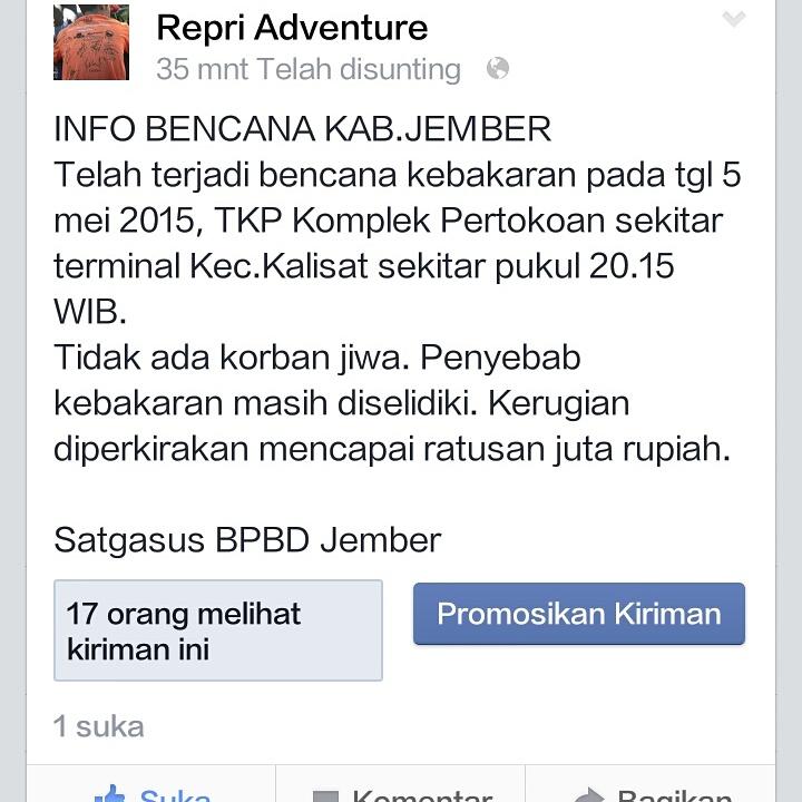 RezhaParafly's tweet photo. INFO BENCANA KAB.JEMBER
@infojember
#infojember #mahasiswajember #kalisat #jember #jemberbanget #kebakaran #kalisat http://t.co/wMdySs8kx2