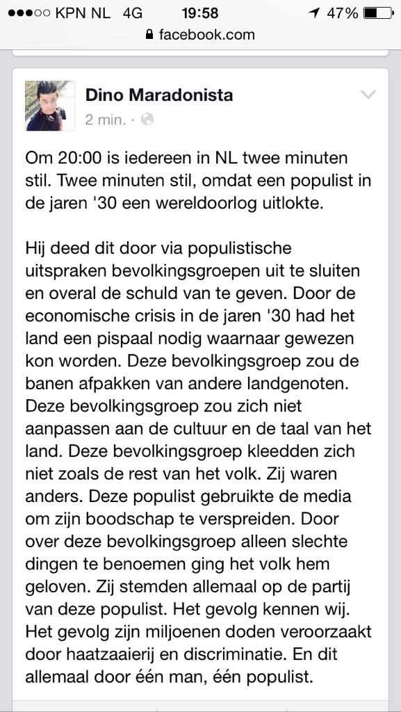 Twee minuten stilte... #dodenherdenking #pvv #nsdap #populisme