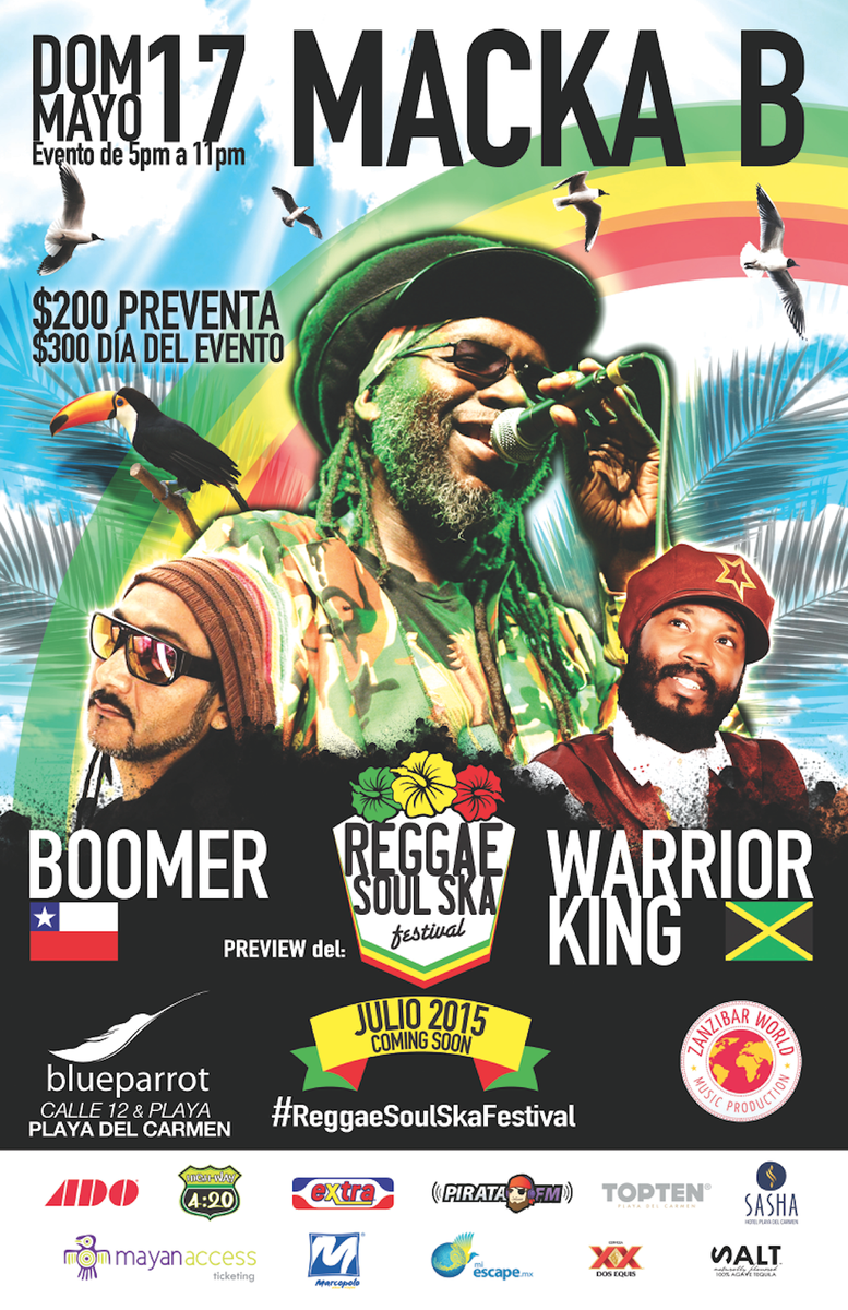 ZanzibarWMP's tweet photo. ESTE 17 DE MAYO en #PLAYADELCARMEN @mackab @Warriorking9 #boomer @Jan_dread #DJ_Pablocks #Reggae #Dancehall #Roots http://t.co/zkWZ4nKYHR