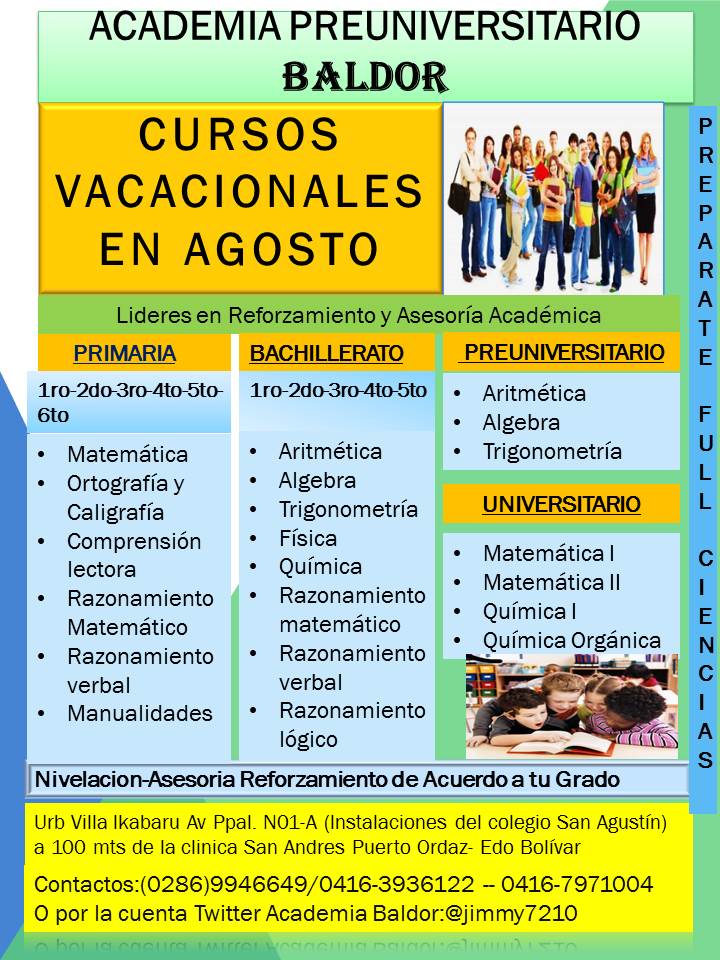 jimmy7210's tweet photo. Anuncio de nuestros cursos vacacionales en el mes de agosto RT :A,B,C,D http://t.co/Slawdunuun