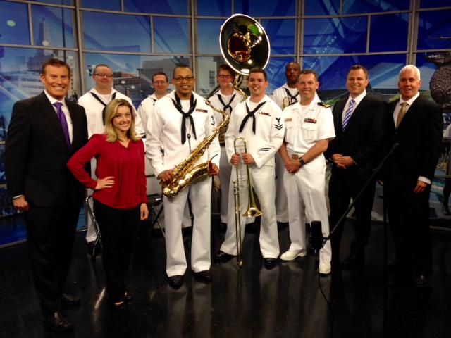 Great visit with <a href="/NavyBandGL/">NavyBandGreatLakes</a>, performing this week in the QC. <a href="/Local4Andy/">Andy McCray</a> <a href="/JimNiedelmanAnc/">Jim Niedelman Anchor</a> <a href="/jaykidwellwhbf/">Jay Kidwell</a> #NavyWeek