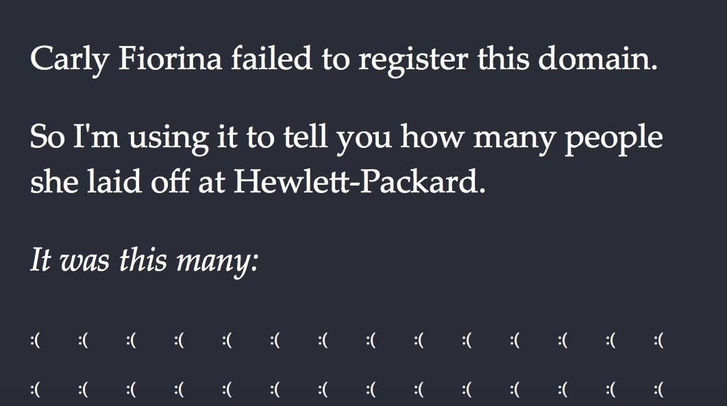 Carly Fiorina doesn't register own domain, which is a problem cnet.co/1JMPNzx