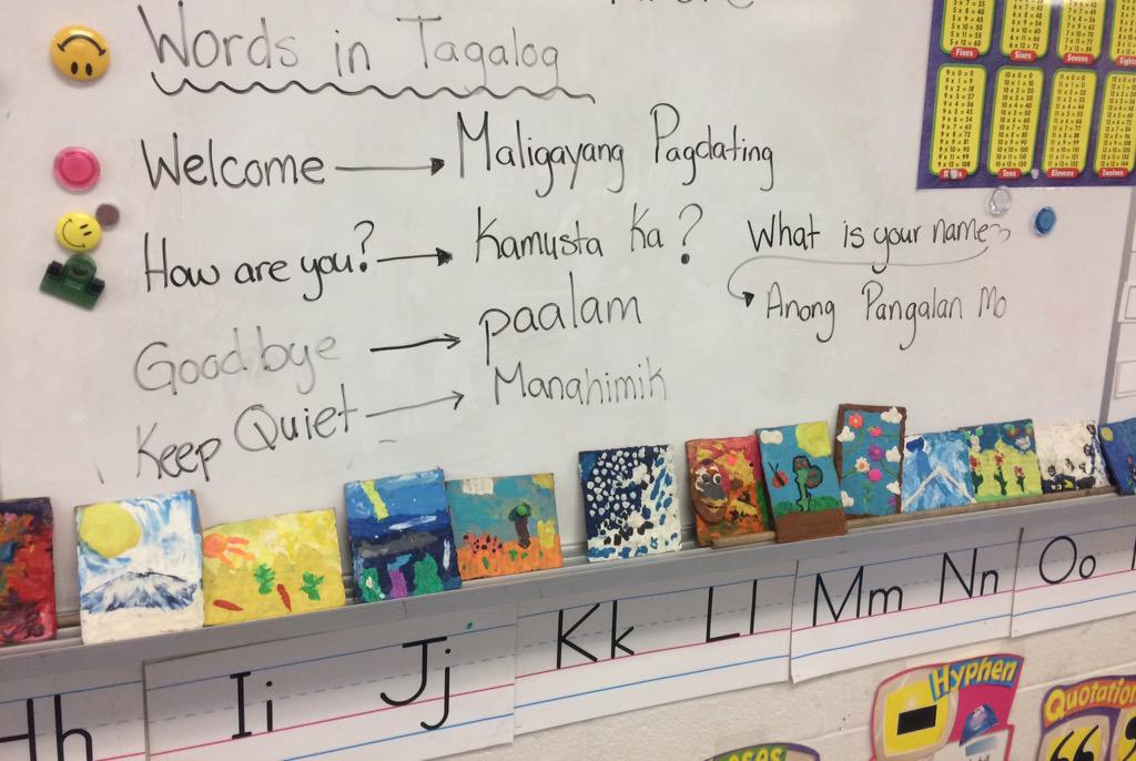 CMelissafc's tweet image. Welcoming students from the Philippines. A new phrase everyday. #learningtagalog #inclusivelearning @redmapleps1