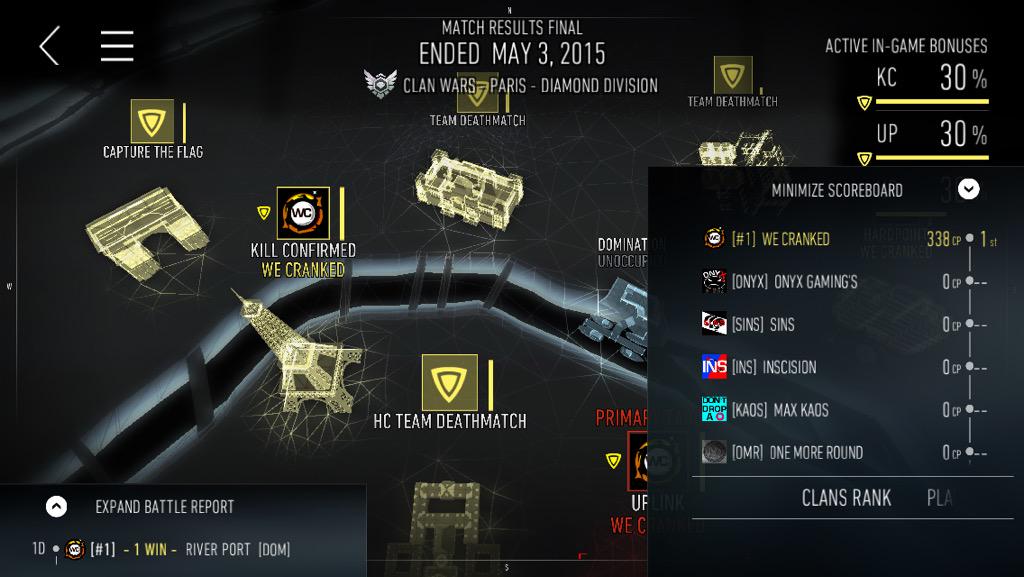 WeCranked's tweet photo. 338 cp in diamond clan wars win, We Cranked is back! http://t.co/m6oHe5gq77