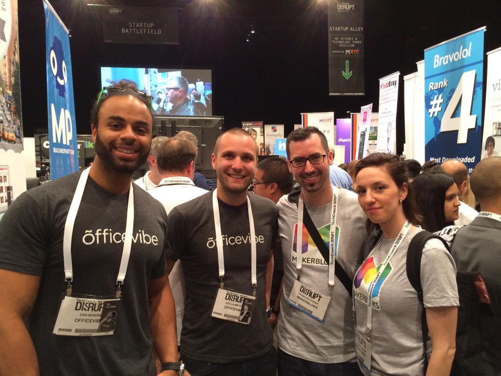 MakerBloks's tweet photo. Look who we ran into!! @officevibe represent #montreal at @techcrunch #MakerBloksNY #TCMTL http://t.co/ddC4rIjXer