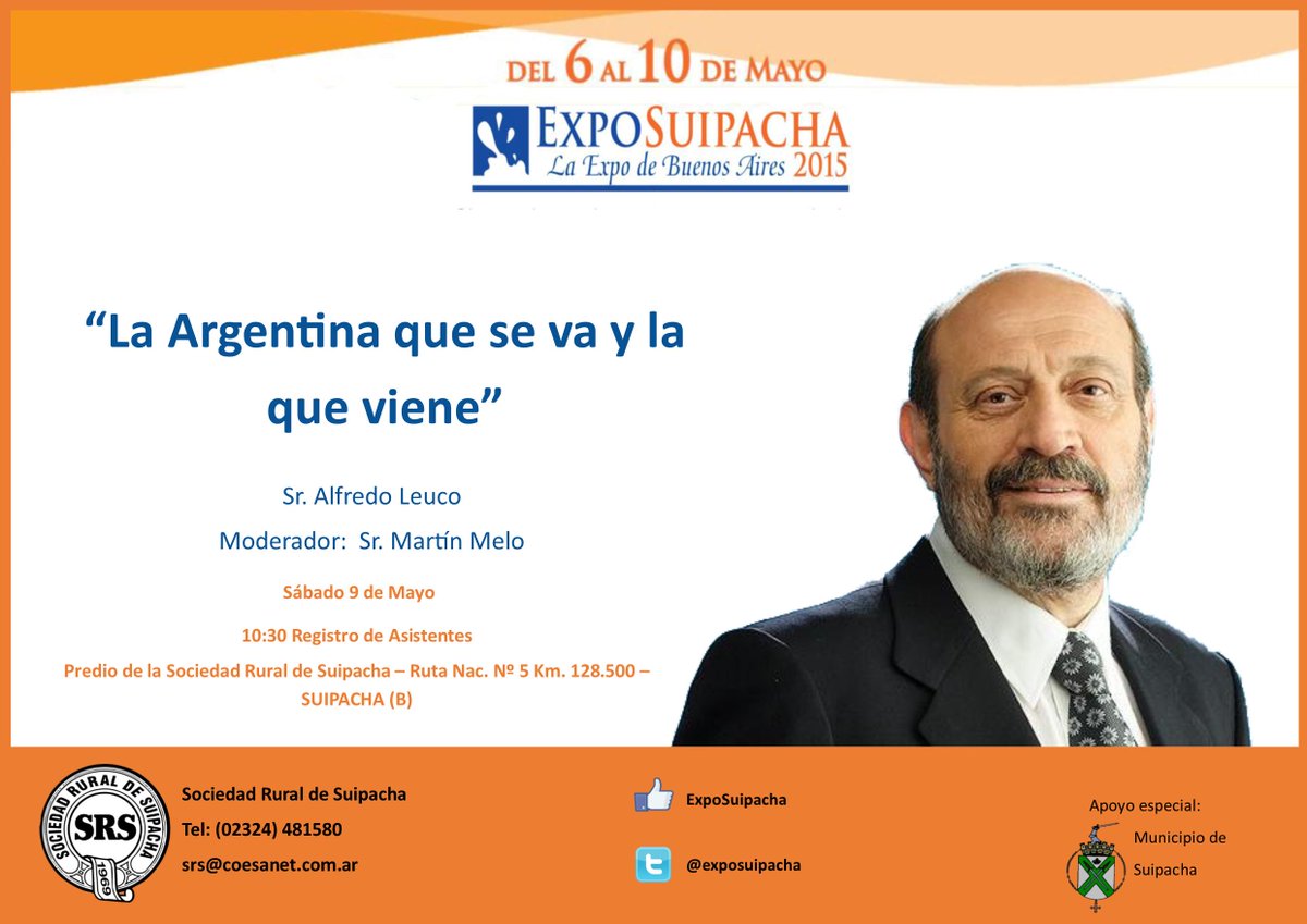 exposuipacha's tweet photo. @ExpoSuipacha Sábado charla de Alfredo Leuco
@juanmartinmelo @radiomitre @alfleuco http://t.co/JbW1dWZRHL