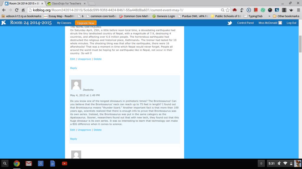 Taking current events to the next level with #kidblog #motivationmonday #edisonk12 <a href="/EdisonStaffDev/">Edison SD</a>