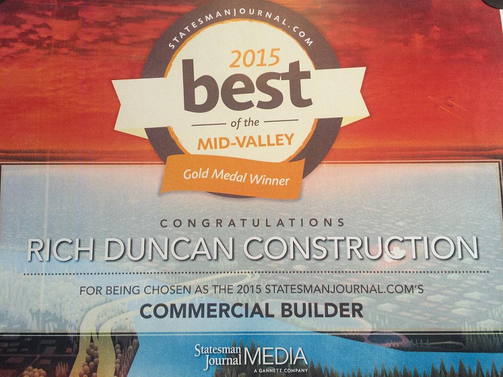 richduncanco's tweet image. Proud to announce we are the #goldmedalwinner in the #commericalbuilder category for #bestofthemidvalley 2015. #RDC