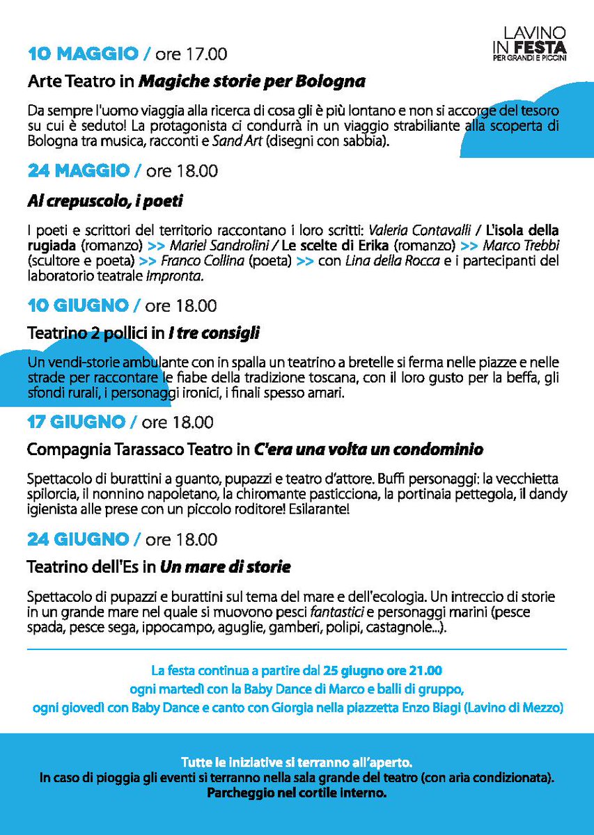 LAVINO IN FESTA! DAL 10 MAGGIO EVENTI PER GRANDI E PICCINI!