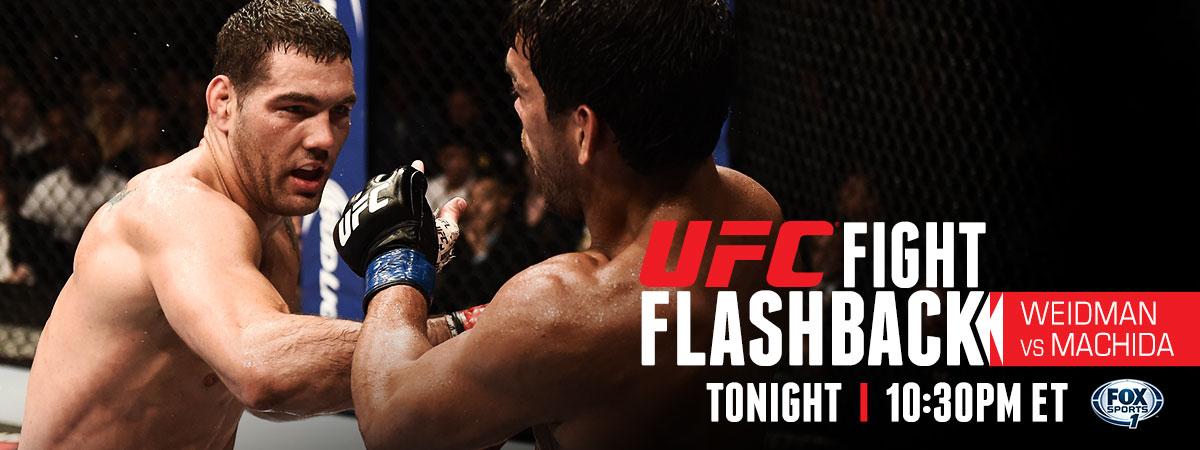 ufc's tweet photo. #UFCFightFlashback: Weidman vs Machida premieres TONIGHT | 10:30pmET on @FOXSports1! #UFC175 http://t.co/LDHpCFBK8Y