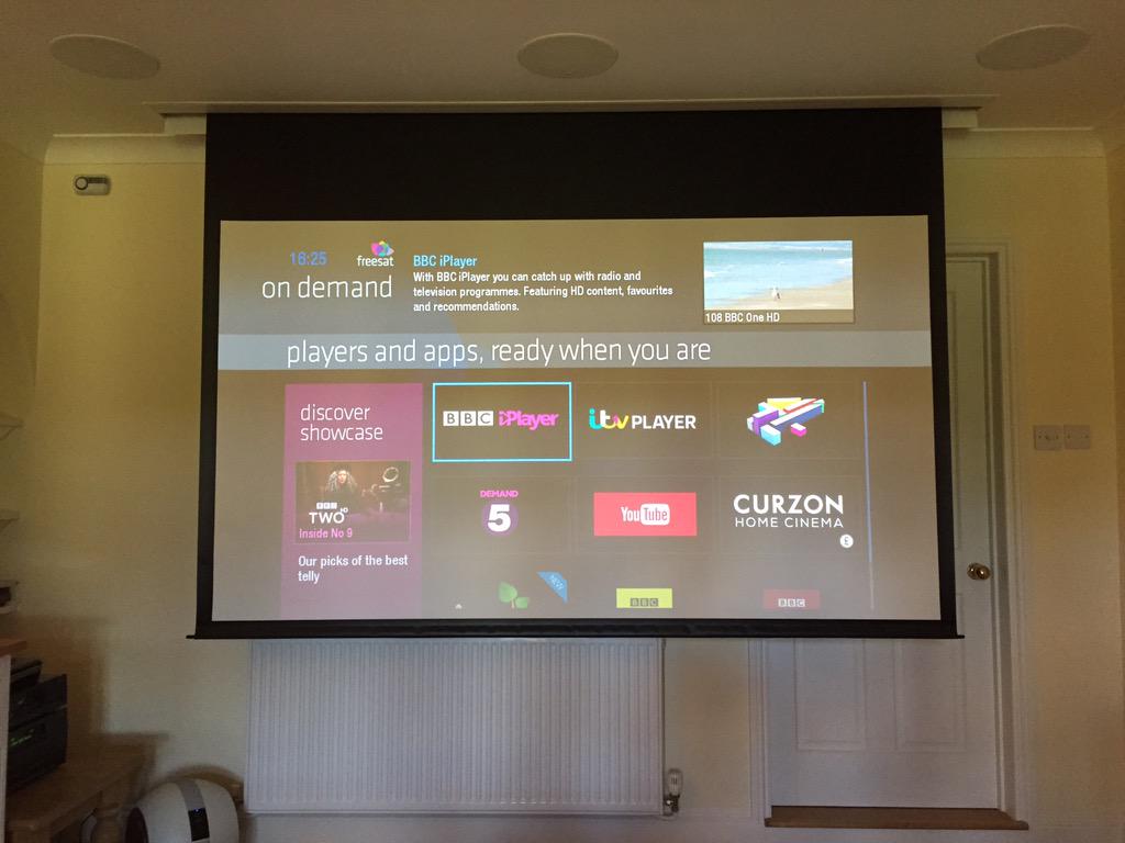 DBDigitalSW's tweet image. Just finished this, flush motorised 106&quot; screen &amp;amp; @jvcuk projector, @KEFAudio ceiling speakers &amp;amp; @BowersWilkins sub!