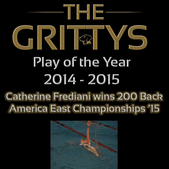 UMBCAthletics's tweet photo. RT/Fav to congratulate the #Grittys2015 Play of the Year: Catherine Frediani of @UMBCSwimDive 200 Back Win at AE's http://t.co/HXUwGQGzqj