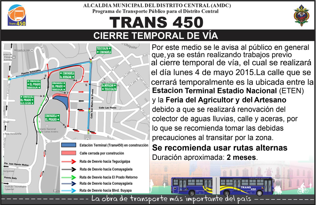 Trans450's tweet image. Cierre temporal de vía calle entre Feria del Agricultor y del Artesano y Estadio Nacional.