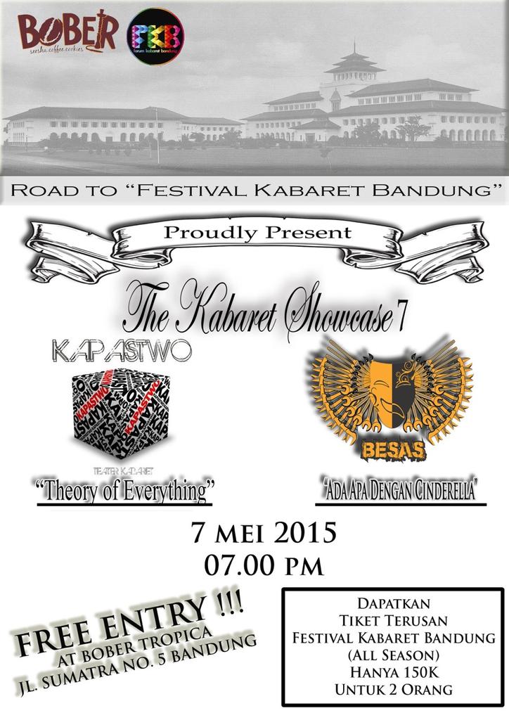 Tgl 7 mau kemana? Mending dateng ke Bober Tropica yuk ada Kapastwo di Showcase 7 loh, FREE! Ada <a href="/Besaskabaret/">Bengkel Sastra</a> juga;)