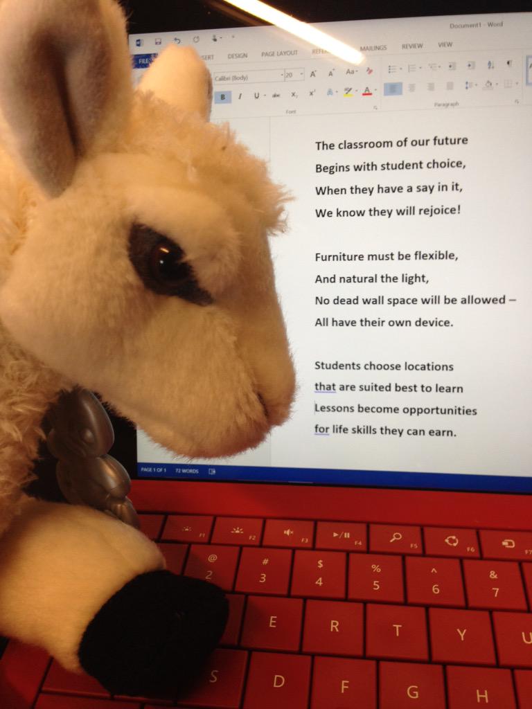 TammyDunbar's tweet photo. Even #followflopsie knows what a future classroom should look like! #MsftEduE2 #MIEExpert15 http://t.co/xxHBO2SjZt