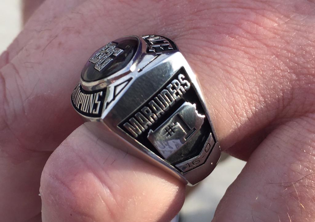 BGMarauderFball's tweet photo. Thx to the @AltoonaCurve for allowing us 2receive our State Championship rings 2night before their game. #community http://t.co/6F0aQRBYwA