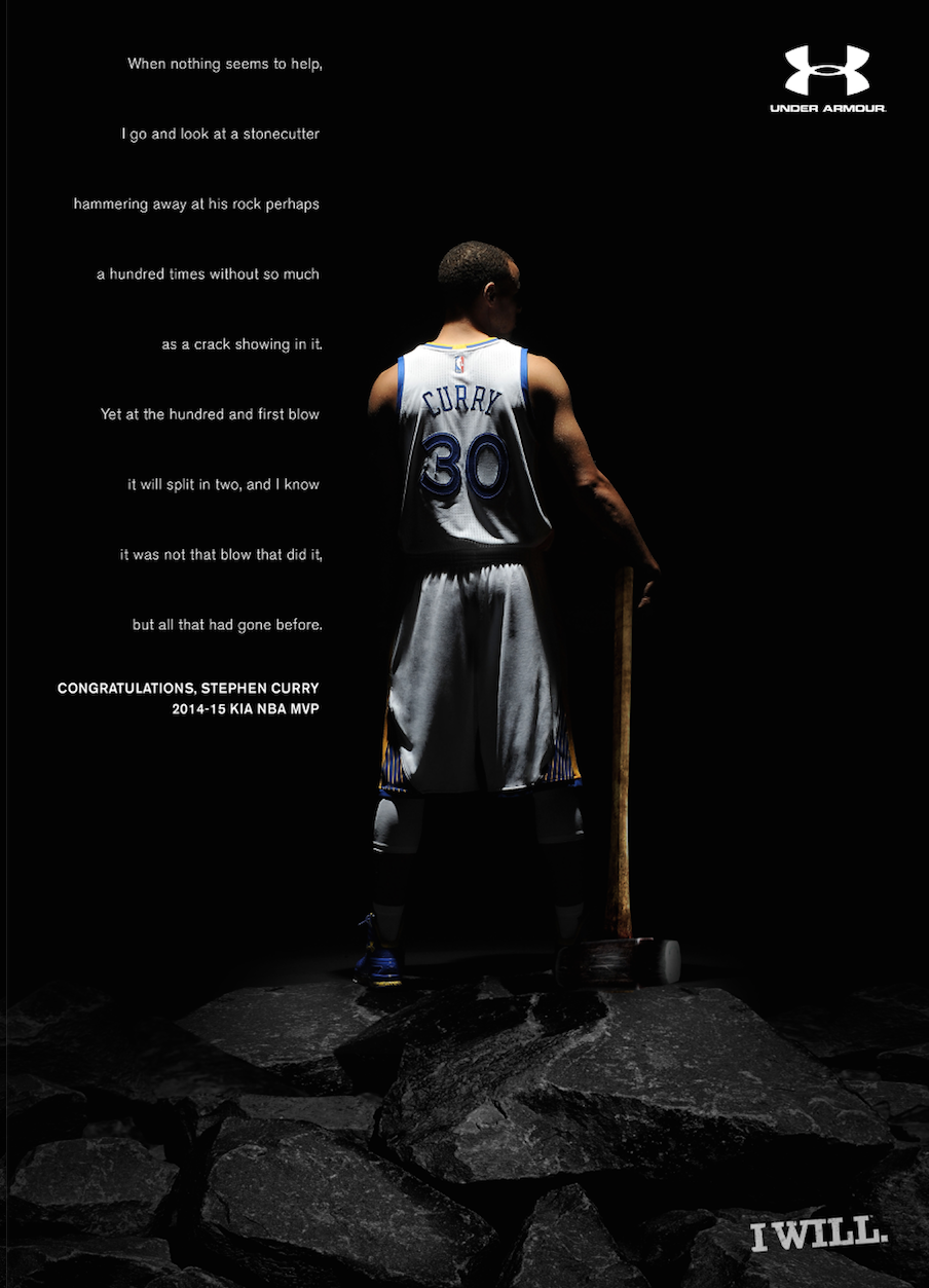 regional Tomar conciencia electo Darren Rovell on Twitter: "Under Armour's Steph Curry MVP print ad  http://t.co/ADxv1E0ey1" / Twitter