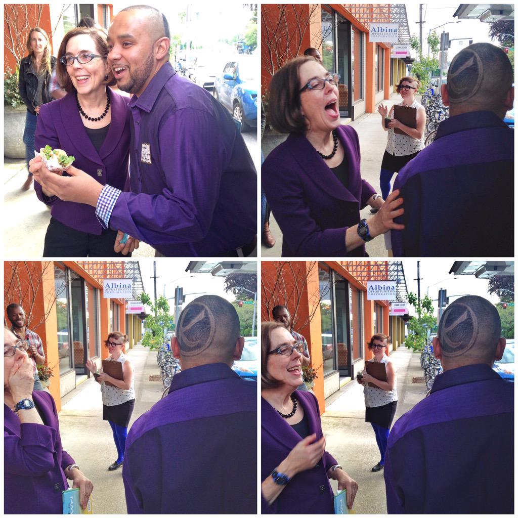 HEYYYYKP's tweet photo. Too funny! Great to meet @OregonGovBrown! "K" for Kate Brown 😆 #ComCapOr #HatchOregon @MayorPDX @KOifusionpdx http://t.co/V5aVFn94Am