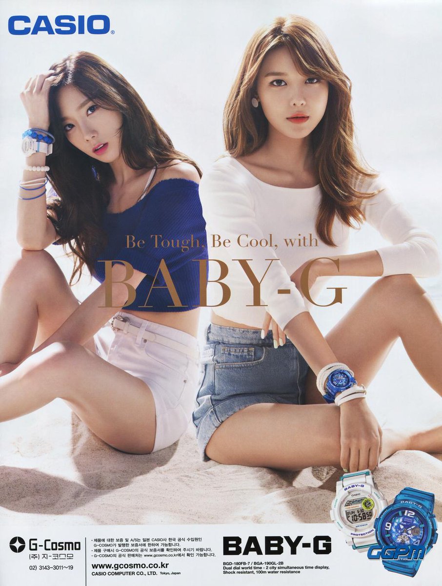 SMTown_SNSD's tweet photo. SNSD Taeyeon &amp; Sooyoung - CASIO 'Baby-G' 「Be Tough, Be Cool, with BABY-G」 Promotion http://t.co/97kCXmjheK