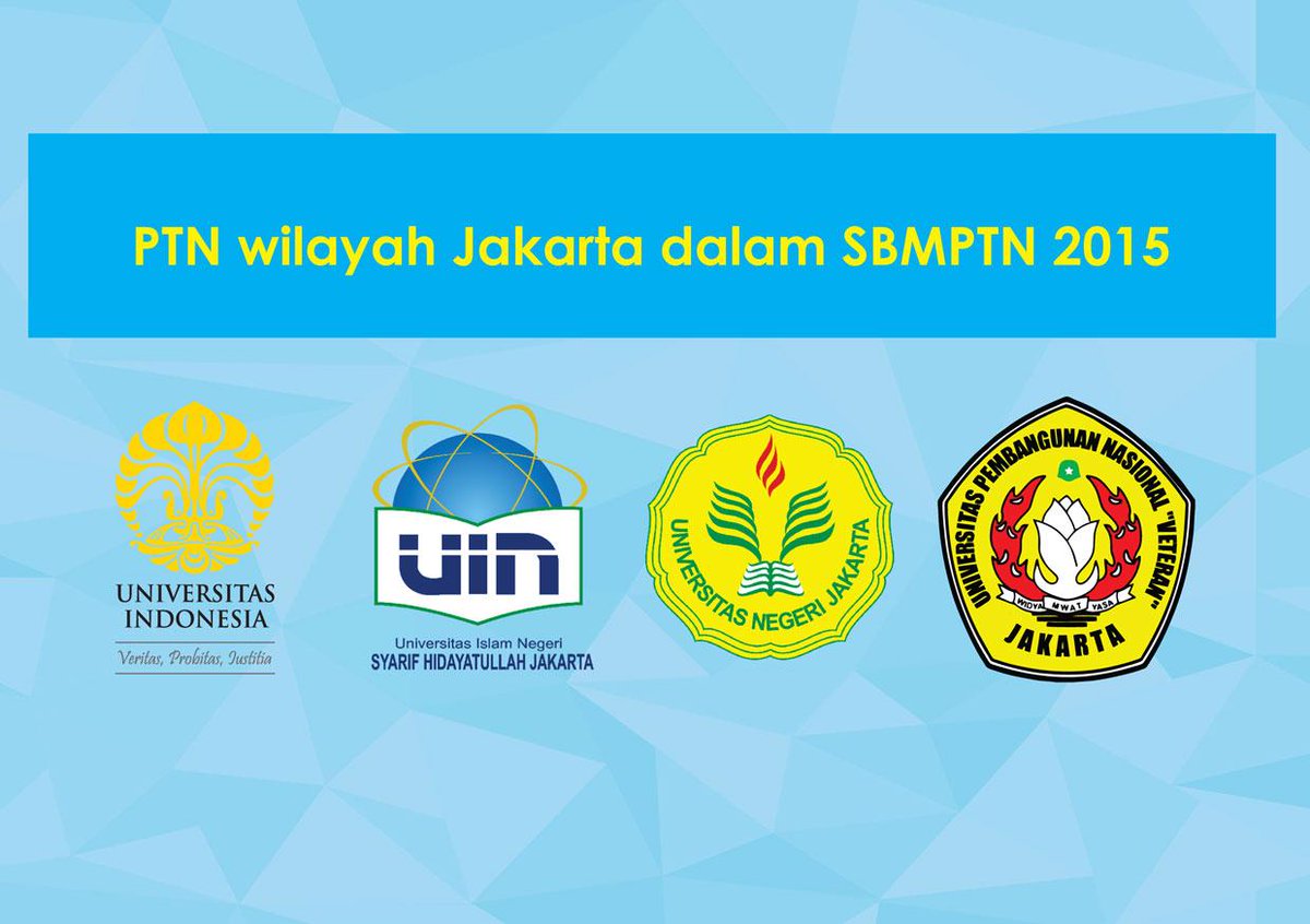 univ_indonesia's tweet photo. 8. PTN wilayah Jakarta dalam #SBMPTN2015 : UI, UNJ, UIN Syarif Hidayatullah, UPN Veteran Jkt. http://t.co/CFXn8m2UwY