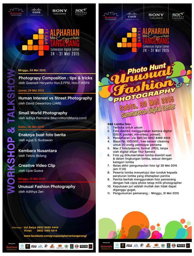 Me "Raya" kan Tangerang Raya untuk HUT Alpharian Tangerang yg ke 4..ikutin workshop n lombanya ya..merapat yuk